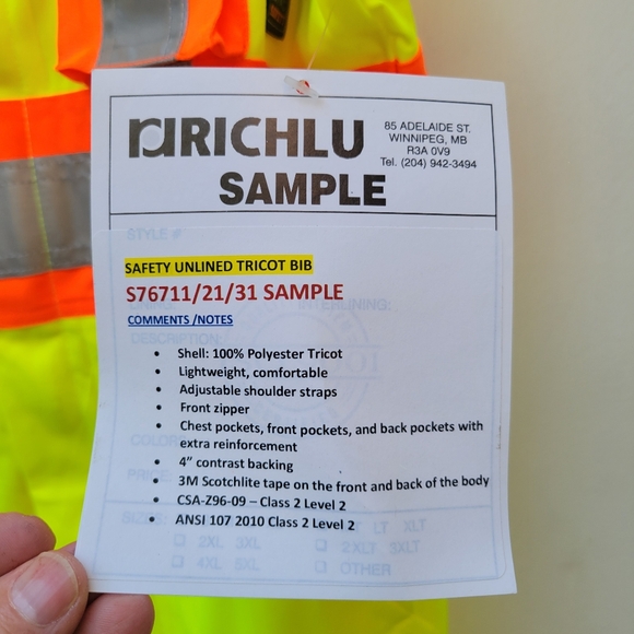 Work King By Tough Duck Safety Unlined Tricot Bib Size Large - Picture 9 of 9